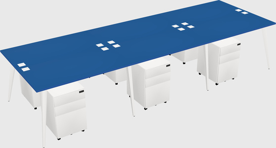 Shared rectangular office desk system
