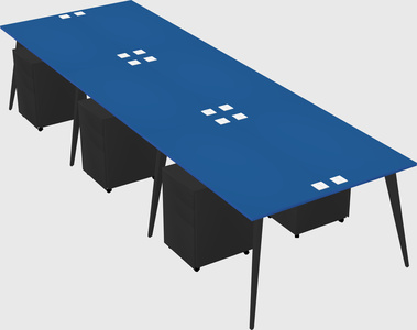 Shared rectangular office desk system