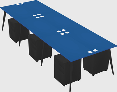 Shared rectangular office desk system