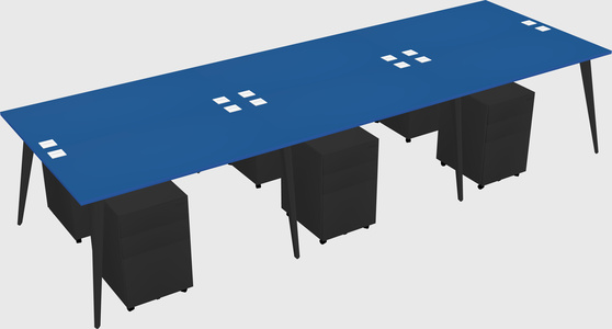 Shared rectangular office desk system