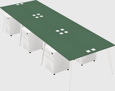 Shared rectangular office desk system