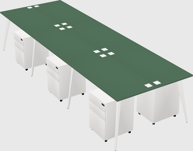 Shared rectangular office desk system