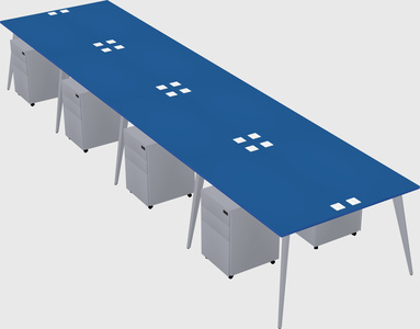 Shared rectangular office desk system