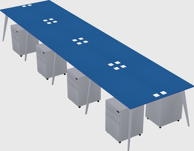 Shared rectangular office desk system