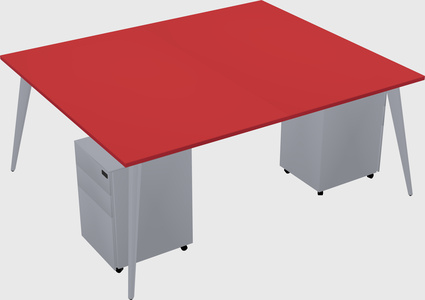 Shared rectangular office desk system