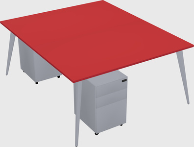 Shared rectangular office desk system