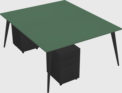 Shared rectangular office desk system