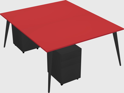 Shared rectangular office desk system