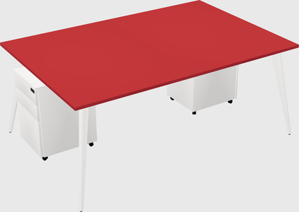 Shared rectangular office desk system
