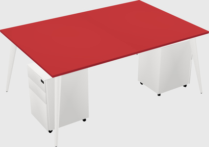 Shared rectangular office desk system