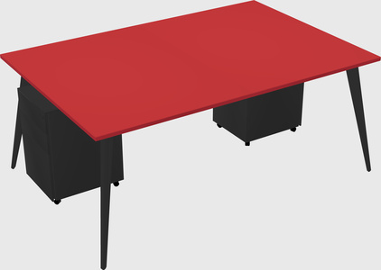 Shared rectangular office desk system