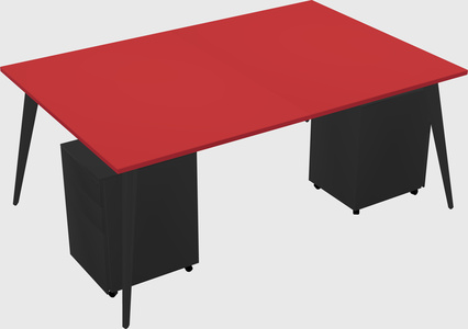 Shared rectangular office desk system