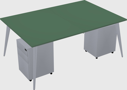 Shared rectangular office desk system