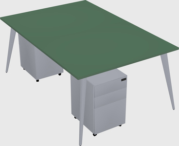 Shared rectangular office desk system