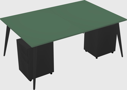 Shared rectangular office desk system
