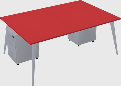 Shared rectangular office desk system