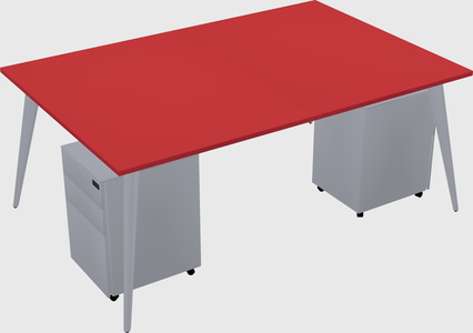 Shared rectangular office desk system