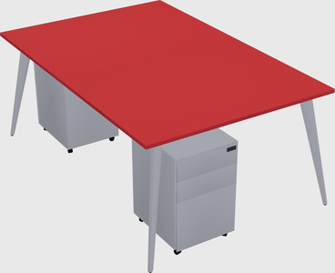 Shared rectangular office desk system
