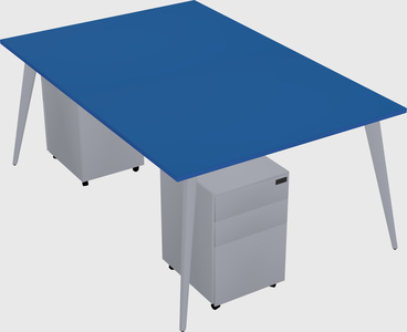 Shared rectangular office desk system