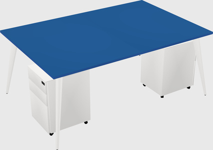 Shared rectangular office desk system