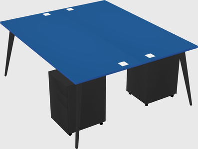 Shared rectangular office desk system