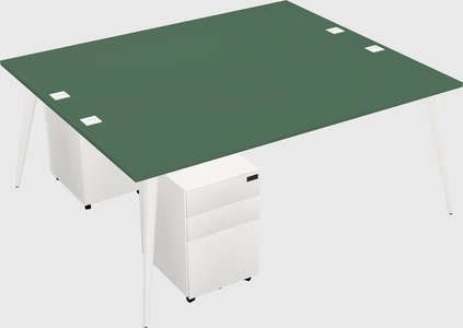 Shared rectangular office desk system