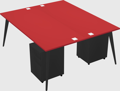 Shared rectangular office desk system
