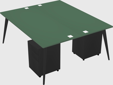 Shared rectangular office desk system