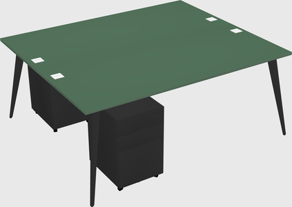 Shared rectangular office desk system