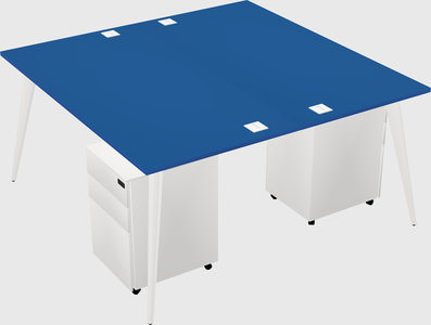 Shared rectangular office desk system