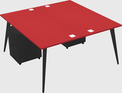 Shared rectangular office desk system