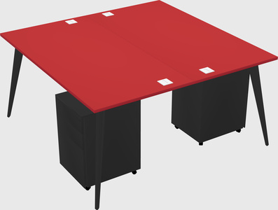 Shared rectangular office desk system