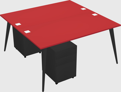Shared rectangular office desk system