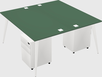 Shared rectangular office desk system