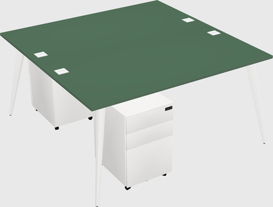 Shared rectangular office desk system