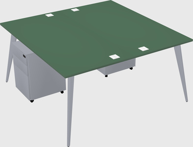Shared rectangular office desk system