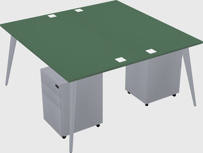 Shared rectangular office desk system