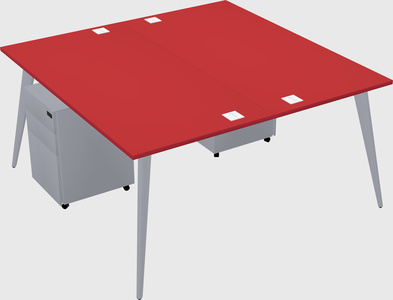 Shared rectangular office desk system