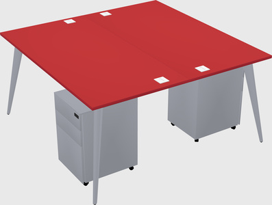 Shared rectangular office desk system