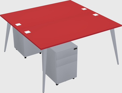 Shared rectangular office desk system