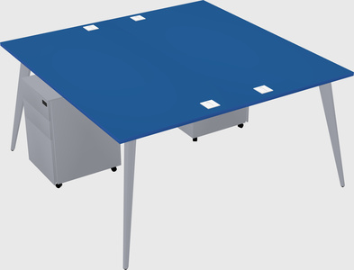 Shared rectangular office desk system