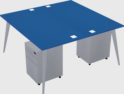 Shared rectangular office desk system