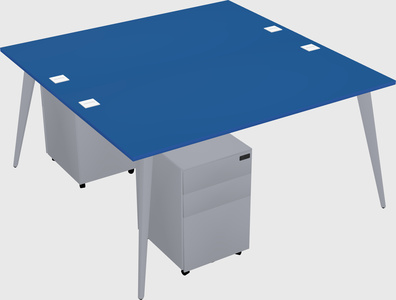 Shared rectangular office desk system