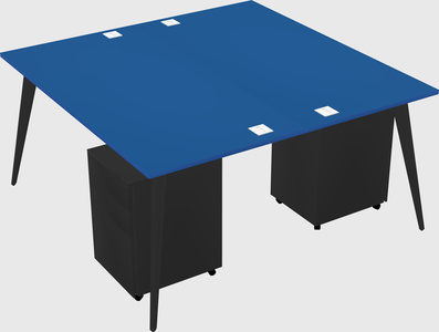 Shared rectangular office desk system
