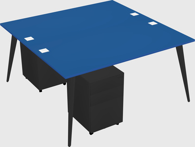 Shared rectangular office desk system