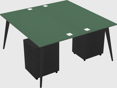 Shared rectangular office desk system