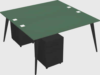 Shared rectangular office desk system