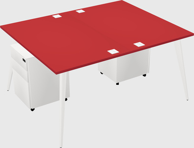 Shared rectangular office desk system