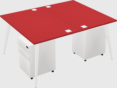 Shared rectangular office desk system