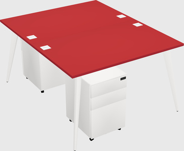 Shared rectangular office desk system